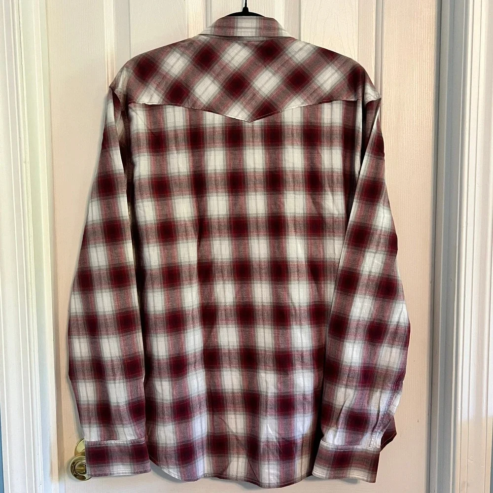 EUC Lucky Brand Mens Red Plaid Western Pearl Snap Shirt XL 7MD41077 Long Sleeve